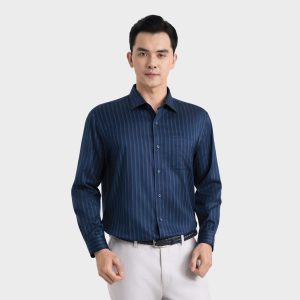 Áo Sơ Mi Nam Dài Tay Kẻ Sọc Xanh Navy
